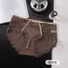 Nova Roupa Íntima Feminina com Estampa de Leopardo e Seda de Gelo Confortável com Forro de Seda de Amora Puro Desejo Renda Vazada Sexy Calcinha Feminina