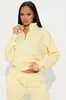 Conjunto de dos piezas para mujer: sudadera tipo polo con cremallera corta y cuello alto de manga larga estilo americano transfronterizo y pantalones deportivos casuales de pierna ancha con cintura alta y cordón