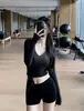 Top de ballet de manga larga, transpirable para deportes al aire libre y yoga, cubierta cruzada con cuello en V y amarre, versátil y de secado rápido para fitness