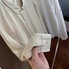 Camisa Branca Bonita e Fofa Penteada Lavada de Alta Qualidade Camisa Casual de Manga Comprida Masculina Estilo Japonês Primavera e Outono Camisa Masculina