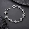 Pulsera de Acero Sólido de Titanio Vintage con Flor de Cruz que No se Desvanece para Hombres, Nueva Pulsera de Lujo Ligero de Moda de Gama Alta para Mujeres