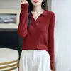 Suéter de Tricô Gola Alta de Lã Fina Outono/Inverno 2026 Manga Longa Feminino Cor Sólida Solto Canelado Camisa Base Top