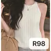 Top de Malha sem Manga com Gola Redonda Estilo Coreano para Mulheres, Novo Colete Fino de Verão, Modelagem Justa, Rejuvenescedor, Lindo Top, Direto da Fábrica