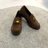 Múltiples Opciones Estilo Retro Francés Británico Punta Redonda Color Lavado Monedas Doradas Pequeñas Tacón Grueso Suela Gruesa Mocasines Zapatos Pequeños de Piel Mujer