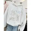 Sudadera con Capucha para Mujer 2025 Nuevo Diseño de Gato Bordado Chaqueta de Otoño e Invierno Estilo Coreano Holgada Estilo Perezoso Top de Moda
