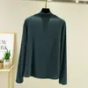 Nova Camiseta Modal de Gola Alta Curta para Mulheres, Camisa Básica de Manga Longa para Primavera e Outono, Peça Externa Fina Emagrecedora Plus Size