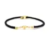 Pulsera de Cuerda Negra Más Vendida Transfronteriza Letras Inglesas A-Z Corazón de Melocotón Chapado en Oro Iniciales Inglesas Grabadas Pulsera Ajustable