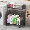 Estante de almacenamiento para baño, estante para detergente de lavandería, almacenamiento junto a la lavadora, carrito de baño para balcón, de pie