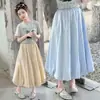 Faldas Modernas para Niñas, Faldas de Seda Helada Estilo Super Hada Veraniegas con Forma de Capullo de Linterna, Faldas Versátiles Casuales de Longitud Media