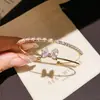 Pulseira Dupla Fileira com Laço e Coração de Zircônia Estilo Coreano Simples, Pulseira de Luxo Leve de Alta Qualidade, Acessório de Mão Moderno e Versátil
