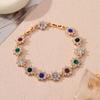Pulsera de Lujo Ligero para Mujer con Ramas y Hojas de Flor de Zirconia de Colores Explosiones Transfronterizas Pulsera de Tesoros de Color Europeos y Americanos Venta al por Mayor