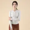 Top de manga longa para yoga, casual e versátil, com absorção de suor, respirável, elástico e com sensação de segunda pele, efeito modelador, adequado para corrida, esportes, treino e fitness.
