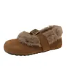 Sapatos de Pelo de Algodão da Moda Decote Baixo 2026 Sapatos de Tira Única Femininos Inverno Aumento Interno de Altura Estilo Coreano Sapatos Mary Jane com Forro de Veludo