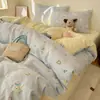 Conjunto de Roupa de Cama Classe A Modelo 2026 Lençol de Cama Capa de Edredom Lençol com Elástico Roupa de Cama para Dormitório Estudantil Conjunto de Três Peças Algodão Lavado Algodão Poliéster 5