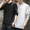 Camiseta de manga larga para hombre, de corte holgado y oversized, perfecta como capa base para el otoño, con estampados de moda y colores lisos, versátil y elegante