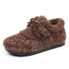 Clan Yue Nuevo Invierno Zapatos de Piel para Mujer Más Terciopelo Engrosado de Moda Versátiles Cómodos Suela Suave Cálidos Zapatos de Algodón para Mujer