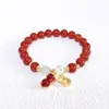 Pulseira DIY de Ágata Vermelha Natural para Mulheres, Atacado de Cristal de Ágata, Joias da Moda para o Dia a Dia
