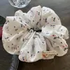 Cuerda para el cabello a cuadros azules y blancos, elegante y artística retro, con diseño floral pequeño para el intestino grueso, aro para el cabello, accesorios para el cabello de cola de caballo que combinan con todo para chica Mori
