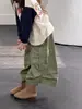 Pantalones cargo holgados de pierna ancha con pliegues estilo retro americano para niños, estilo coreano de otoño, pantalones cortos casuales con bolsillo grande para niños y niñas