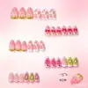 30 Piezas Uva Fresa Corazón Transfronterizo Uñas Portables 3D Forma Almendra Arte de Uñas de Frutas Puntas de Uñas Postizas Desmontables
