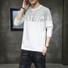 Otoño e Invierno Nueva Camiseta de Manga Larga para Hombre Moda ins Letras Estampadas Casual Cuello Redondo Algodón Puro Camiseta de Manga Larga para Hombre
