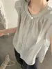 Blusa de lino Han Xun estilo japonés, ambiente relajado, ligera y transpirable, top con manga de volantes pequeña, estilo verano 2026, 26648
