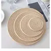 Personalizado Creativo Redondo Tela Algodón y Lino Tejido Retro Anti-quemaduras Mantel para Plato de Cena Estilo Coreano Color Sólido Estilo Ins Posavasos Base para Olla