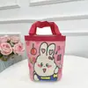 Ins print graffiti girl bolsa balde lona bolsa de almoço estilo coreano lancheira mão fofa bolsa de mamãe cilindro
