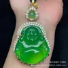 Pendente Jade Verde Imperial com Calcedônia Guanyin de Fornecimento ao Vivo Colar Guanyin de Calcedônia Verde Luxuoso Incrustado Dropshipping