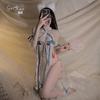 Ruoruo Hanfu clásico falda dividida sexy tirante cruzado hueco correa de tentación traje de camisón sexy para mujer 777