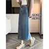 Saia Midi Jeans Retrô Saia Feminina Verão Linha A Emagrecedora Lápis Fenda Uma Peça