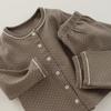 Conjunto de Roupa de Casa Calça Cardigan Bolinhas Estilo Coreano Bebê Crianças Outono Gola Redonda Conjunto de Duas Peças Liquidação