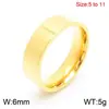 Anel Estiloso Cool de Alta Qualidade 6mm de Largura Banhado a Ouro 18K Pigmento Anel Anel de Aço Titânio Atacado