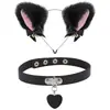 Diadema con orejas de gato y campana, anillo para el cuello, accesorio sexy para fiesta, horquilla de Halloween, horquilla suave y linda para cosplay
