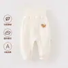 Calça de Algodão Puro para Bebê com Cintura Alta Protegendo a Barriga Roupas de Primavera e Outono para Recém-Nascidos Calça Básica para Bebê com Abertura Grande para Fralda