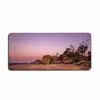 Alfombrilla de ratón extra grande con paisaje de rocas al atardecer en rosa y morado, borde engrosado con bloqueo, alfombrilla antideslizante para escritorio de computadora de oficina, teclado