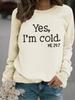 Suéter sudadera de punto casual de otoño e invierno para mujer, de manga larga y cuello redondo, con estampado YES IMCOID transfronterizo de Europa y Estados Unidos
