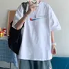 2026 Verão Novo Manga Curta Masculina Camiseta Pesada Tendência Solta Estilo Americano Top Masculino Comércio Exterior