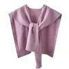 Hilo de alma hilo de punto chal mini hombros descubiertos prenda exterior celebridad de internet cuello falso primavera verano otoño invierno cuatro estaciones suéter de punto bufanda mujer negro