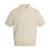 2026 Verano Nueva Camisa de Punto de Manga Corta Estilo Old Money Vintage Cardigan Holgado de Punto Calado Camiseta Estilo Simple de Moda para Hombre