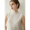 Chaleco Básico de Punto sin Mangas con Cuello Medio Suave y Versátil para Mujer 100% Cachemira Pura Camisa de Punto Interior para Vestir
