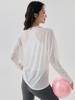 Blusa de Yoga de Manga Larga de Gama Alta para Mujer, Corte Holgado, Camiseta de Fitness Amigable con la Piel, Aspecto Holgado Adelgazante, Blusa Deportiva Transpirable