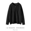 Casaco Suéter de Cashmere Feminino com Capuz Design Zíper Cardigan Outono e Inverno Novo Quente Tricotado Manga Longa Suéter