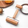 Rolo de Madeira de Faia para Uso Doméstico, Rolo Manual de Madeira Maciça, Ferramenta de Rolo de Aço Inoxidável com Cabeça Dupla para Massas de Pastel, Massa e Macarrão