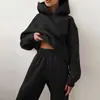 2026 Nueva Moda Casual Deportiva Europea y Americana Transfronteriza Sudadera con Capucha Gruesa de Color Sólido Conjunto de Moda para Mujer