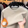 Camiseta de Manga Larga para Hombre de Venta Caliente Primavera Ropa Casual de Moda para Hombre de Mediana Edad Cuello Redondo Capa Base Sudadera Holgada Sudadera con Forro Polar Hombre