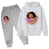 Transfronterizo 2025 Nueva Primavera y Otoño Nuevo Santa Claus Niños y Niñas Sudaderas con Capucha y Pantalones Deportivos de Dibujos Animados de Manga Larga Moderno