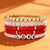 Joyería Europea y Americana Transfronteriza Joyería de Mano Colorido Cerámica Blanda Retro Elegante Colorido Perla Cerámica Blanda Pulsera Pulsera Amor 5 Piezas