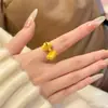 Novo Anel Estilo Chinês Tendência Nacional Luxo Leve Princesa Fugitiva Laço Escovado, Moda Luxo Leve Doce e Fofo Laço