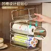 Suporte de Armazenamento para Filme Plástico Organizador Empilhável em Camadas para Armário de Cozinha Armários Profundos Porta-Rolos de Papel Toalha Descartável